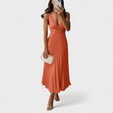 Clara – Vestido Elegancia Natural - Naranja / S - Vestidos