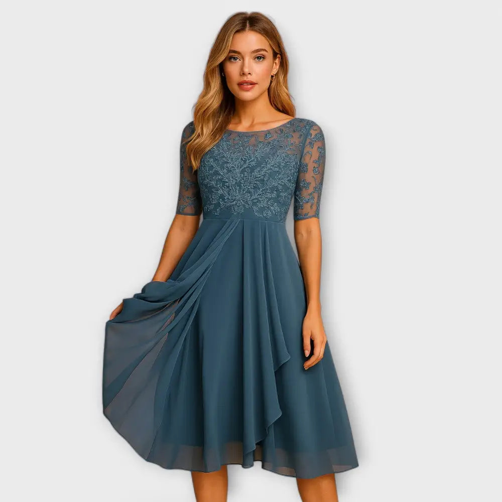 Clara – Vestido Elegancia para Invitadas de Boda - Azul / XS - Vestidos