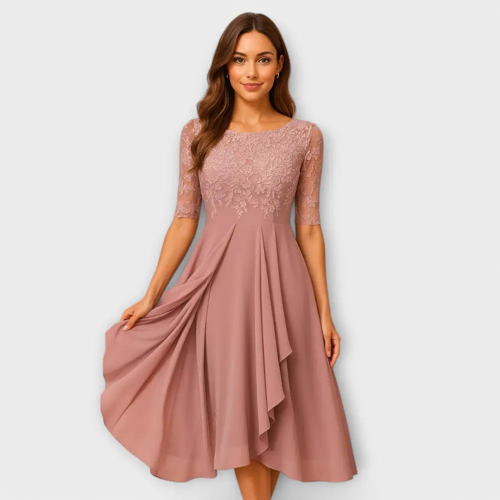 Clara – Vestido Elegancia para Invitadas de Boda - Pink / XS - Vestidos