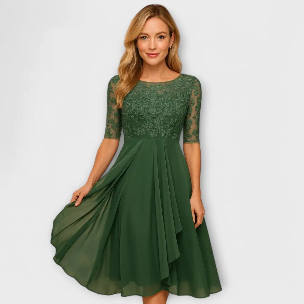 Clara – Vestido Elegancia para Invitadas de Boda - Verde / XS - Vestidos