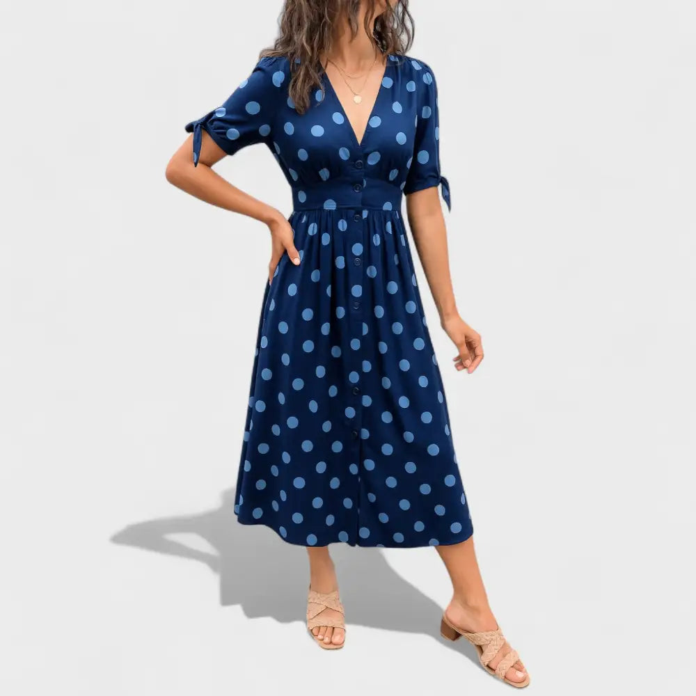 Clara – Vestido Encanto de Lunares - Azul / S - Vestidos