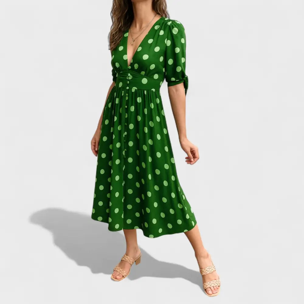 Clara – Vestido Encanto de Lunares - Verde / S - Vestidos