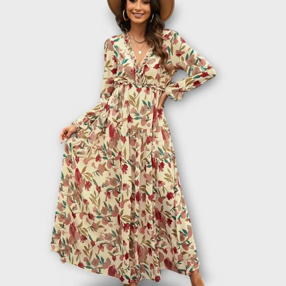 Clara – Vestido Encanto Floral - Aprikose / S - Vestidos