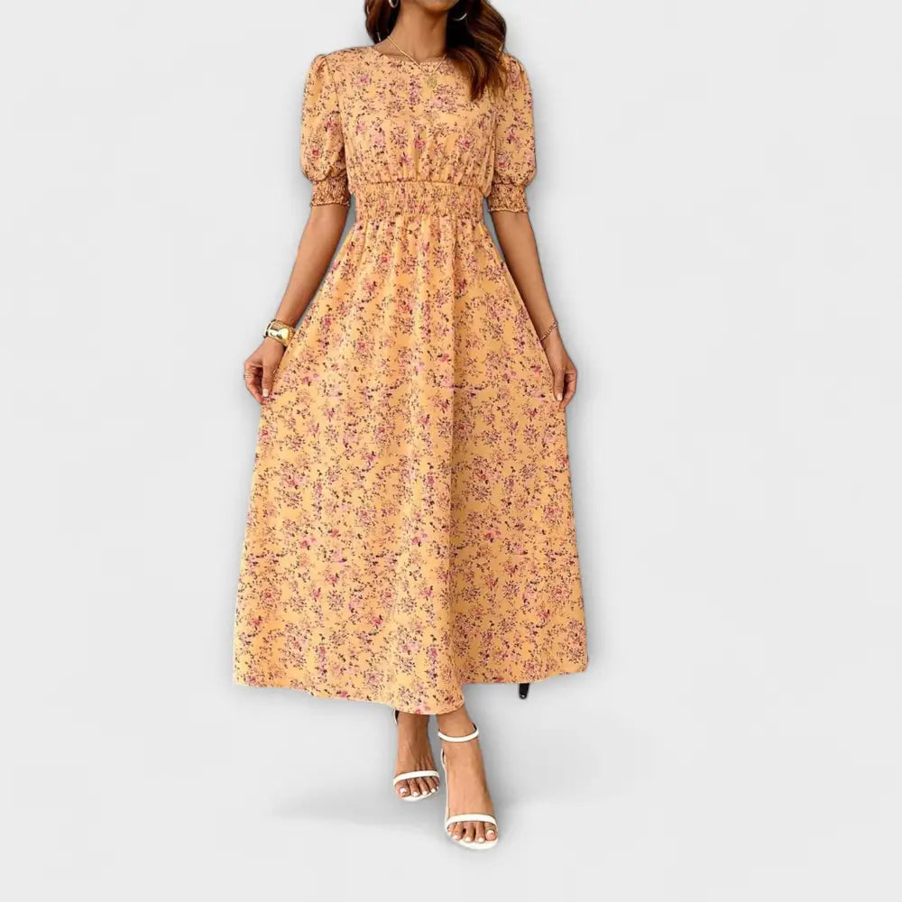 Clara – Vestido Encanto Floral Atemporal - Naranja / XS - Vestidos