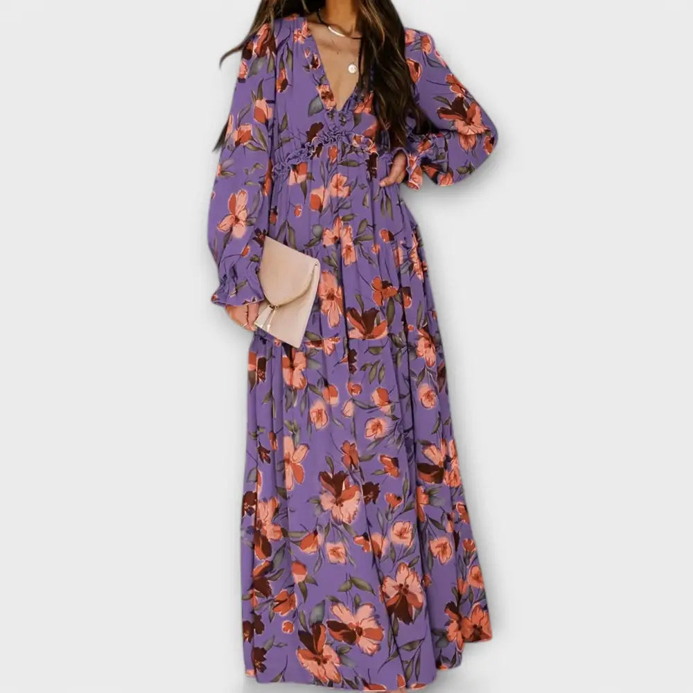 Clara – Vestido Encanto Floral - Dunkelviolett / S - Vestidos