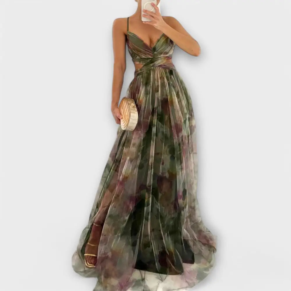 Clara – Vestido Encanto Floral Elegante - Verde / S - Vestidos
