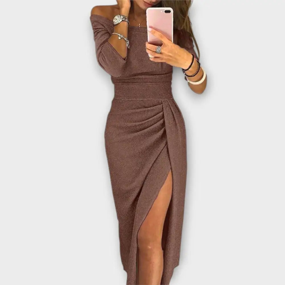 Clara – Vestido Encanto Nocturno - Braun / S - Vestidos
