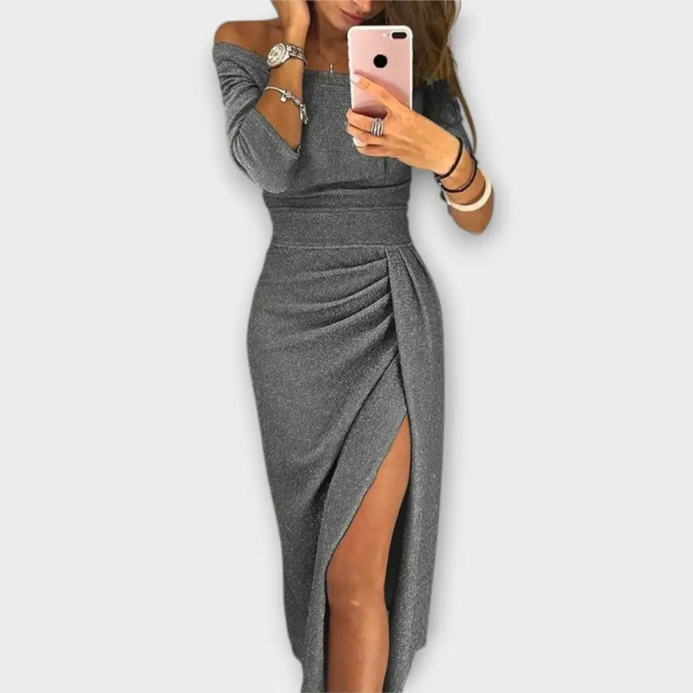 Clara – Vestido Encanto Nocturno - Grau / S - Vestidos