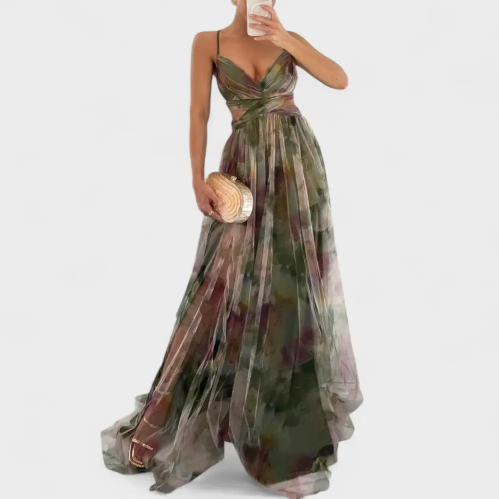 Clara – Vestido Floreado de Ensueño - Verde / S - Vestidos