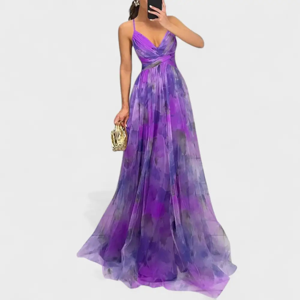 Clara – Vestido Floreado de Ensueño - Violeta / S - Vestidos