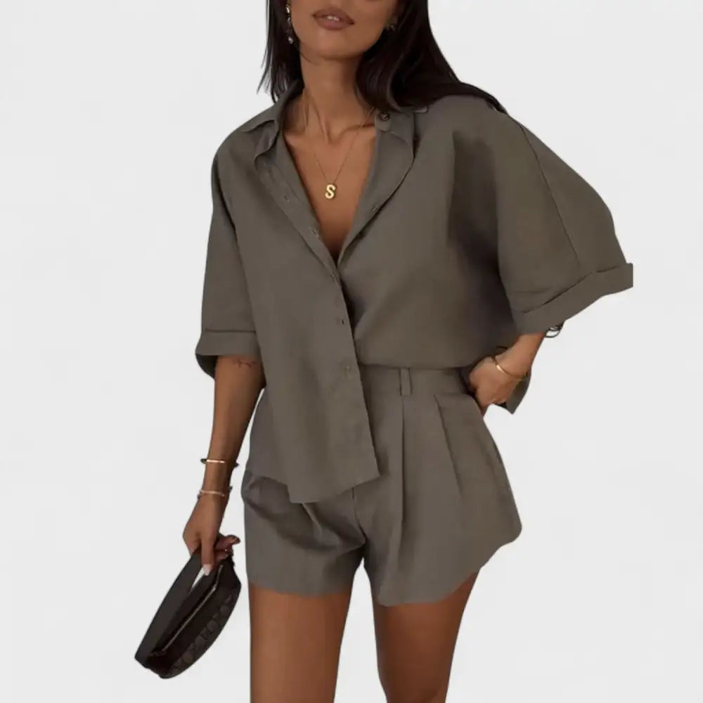 Claudia – Conjunto Frescura y Estilo Atemporal - Gris / S - CONJUNTOS