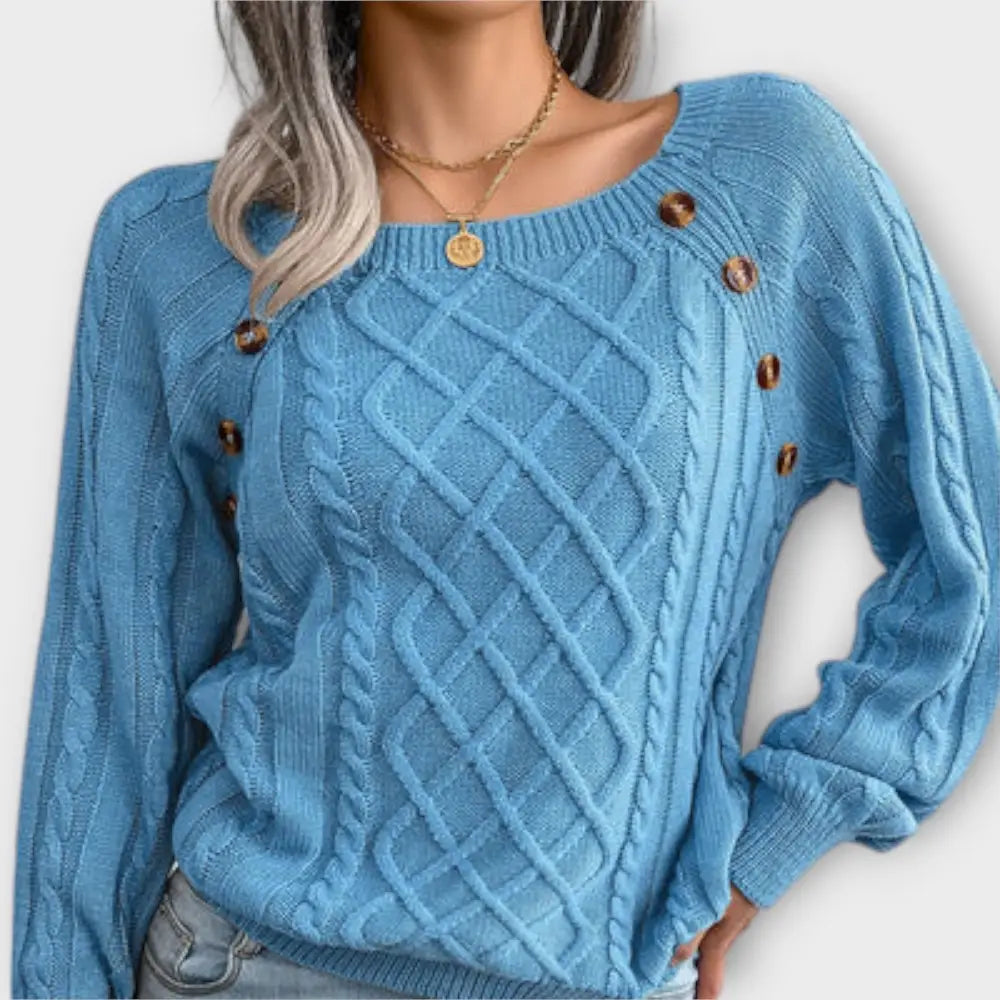Claudia – Suéter Chic con Estilo Sofisticado - Azul / S - Suéteres & Cardigans