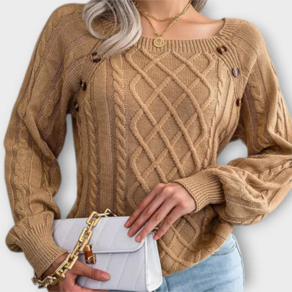 Claudia – Suéter Chic con Estilo Sofisticado - Khaki / S - Suéteres & Cardigans