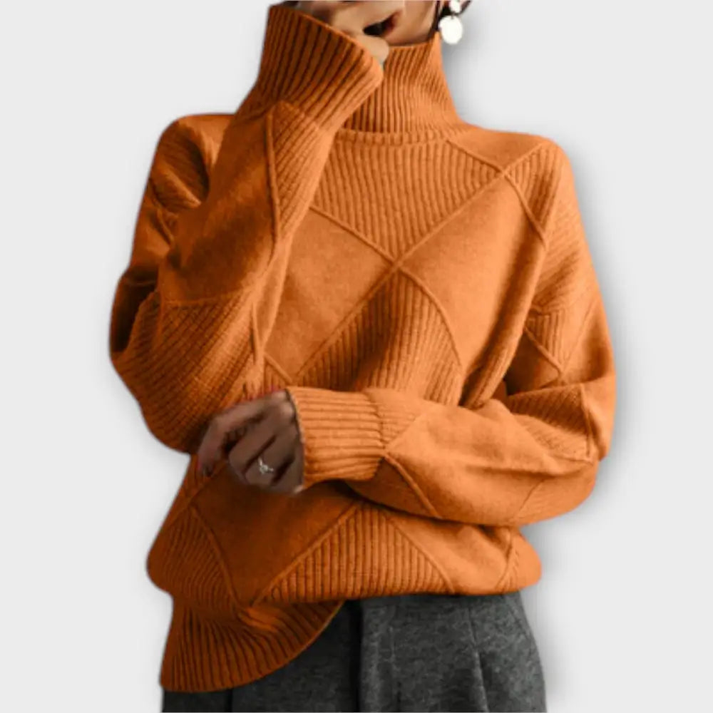 Claudia – Suéter Elegancia Atemporal de Cachemira - Naranja / S - Suéteres & Cardigans