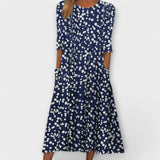 Claudia – Vestido Belleza Floral Atemporal - Azul / S - Vestidos