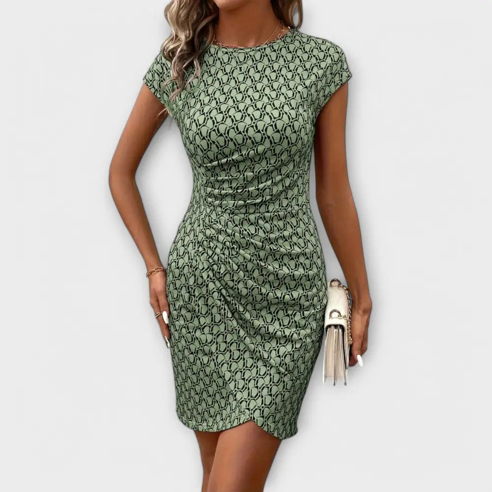 Claudia – Vestido Elegancia Floral Atemporal - Armeegrün / XS - Vestidos
