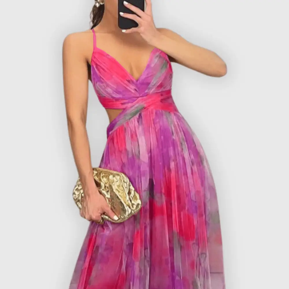 Claudia – Vestido Elegancia Floral Atemporal - Fucsia / S - Vestidos