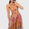 Claudia – Vestido Elegancia Floral Atemporal - Naranja / S - Vestidos