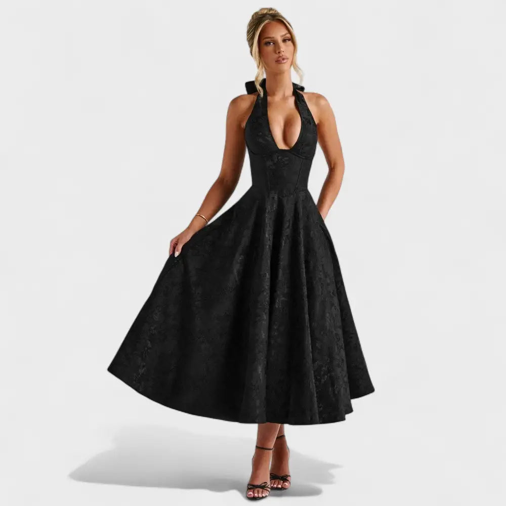 Claudia – Vestido Encanto Floral con Toque Romántico - Negro / XS - Vestidos
