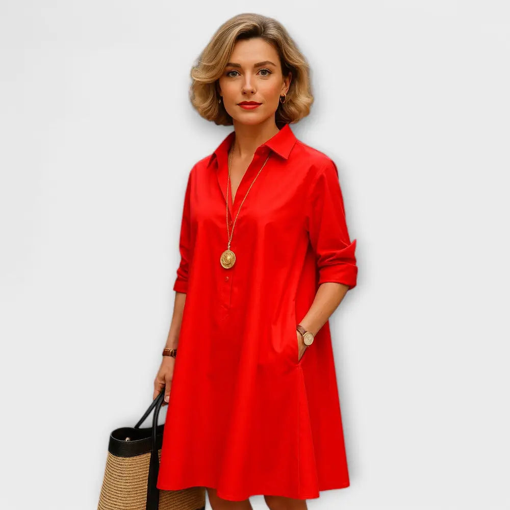 Elena – Vestido Elegancia y Comodidad Atemporal - Rojo / XS - Vestidos