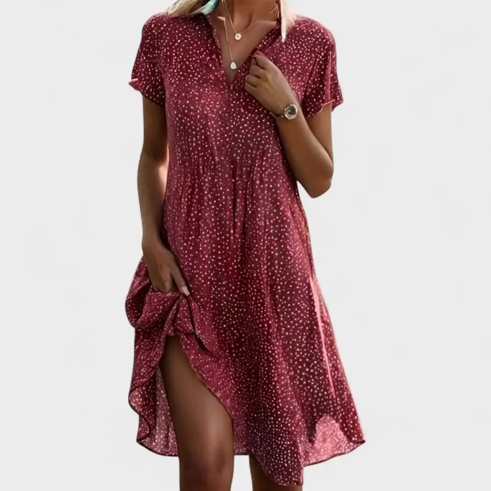 Elena – Vestido Frescura Elegante - Rojo / S - Vestidos