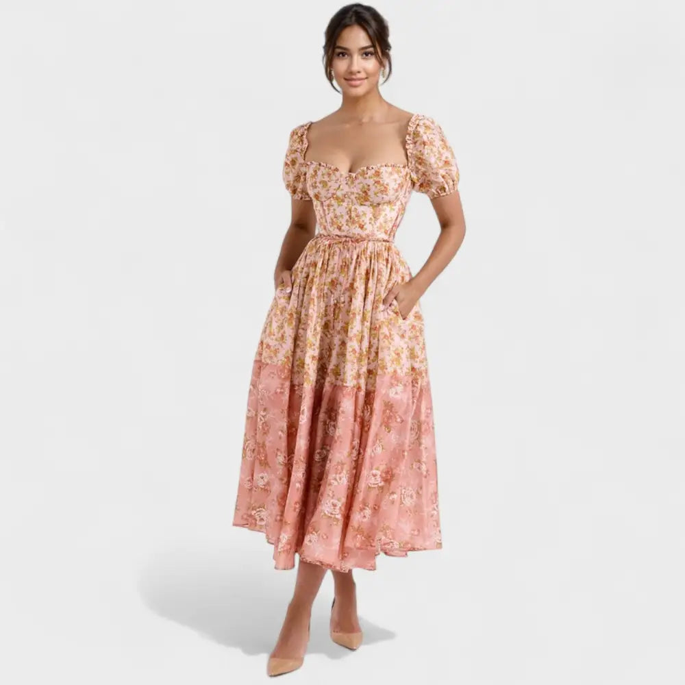 Estefanía – Vestido Encanto Floral Natural - Vestidos