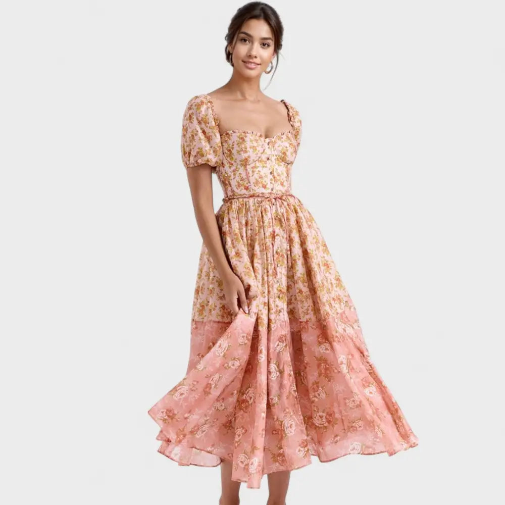 Estefanía – Vestido Encanto Floral Natural - Vestidos
