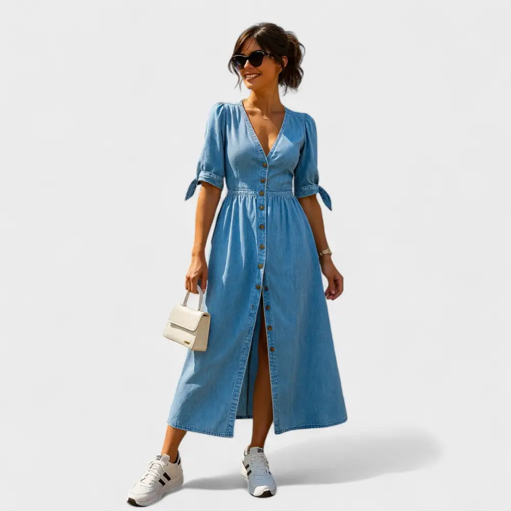 Isabel – Vestido Chic de Denim Elegante - Azul / S - Vestidos