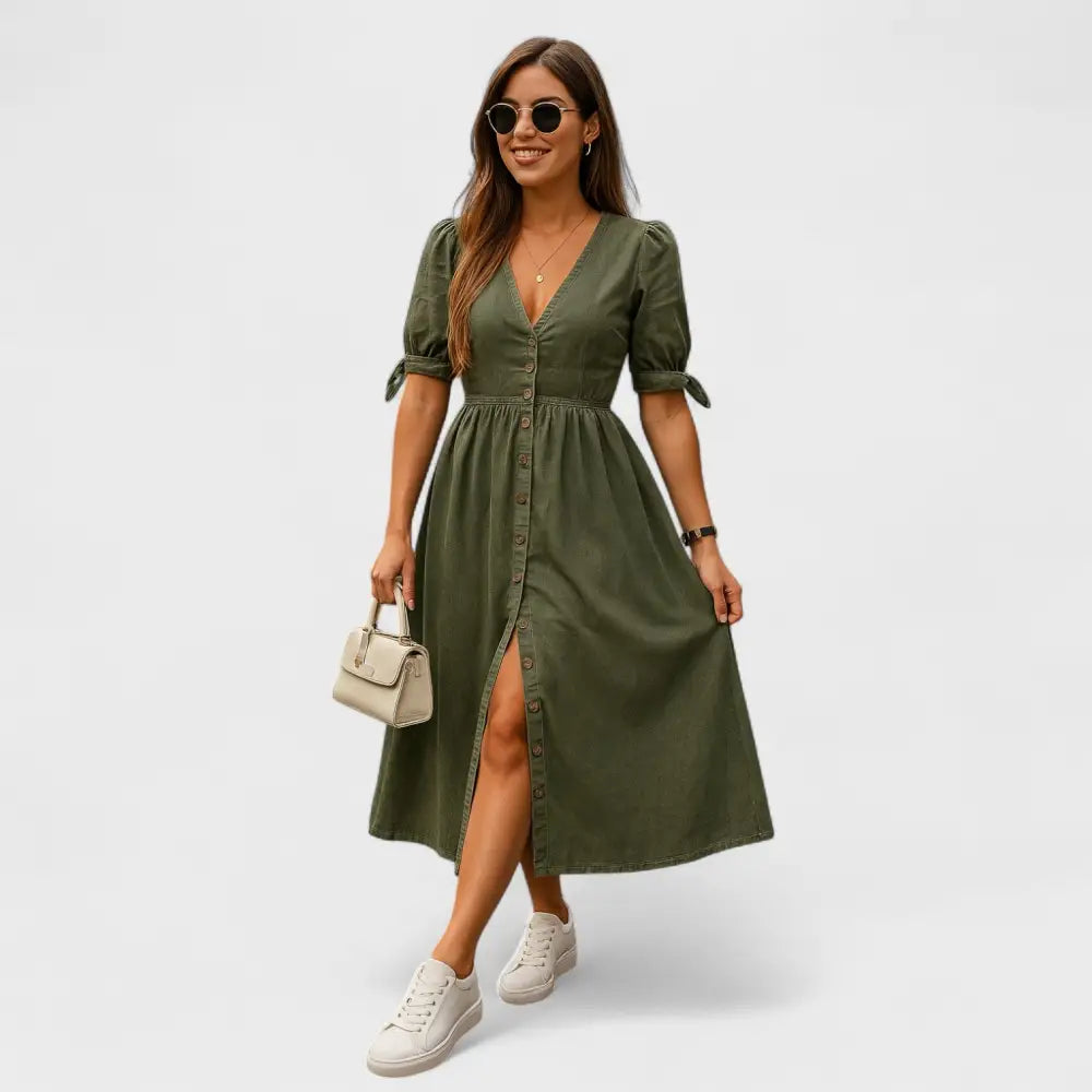 Isabel – Vestido Chic de Denim Elegante - Gris / S - Vestidos