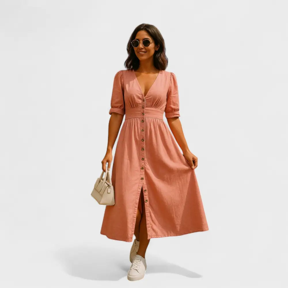Isabel – Vestido Chic de Denim Elegante - Rosa / S - Vestidos