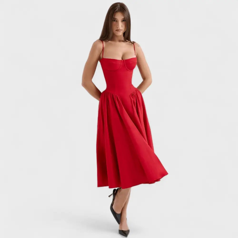 Isabel – Vestido Elegancia Fluctuante - Rojo escarlata / XS/S - Vestidos