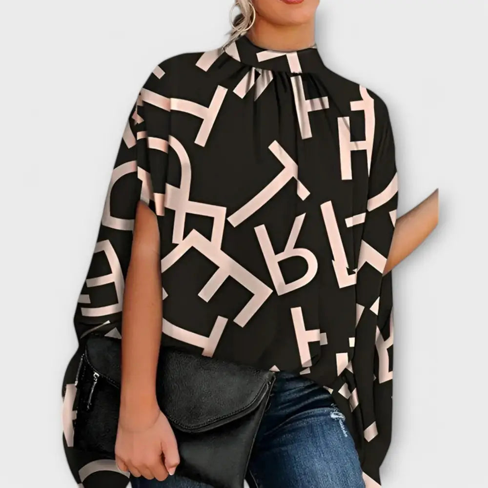 Jacqueline – Blusa Elegancia Atemporal y Chic - Schwarze Buchstaben / XS - Jacqueline – Blusa Elegancia Atemporal