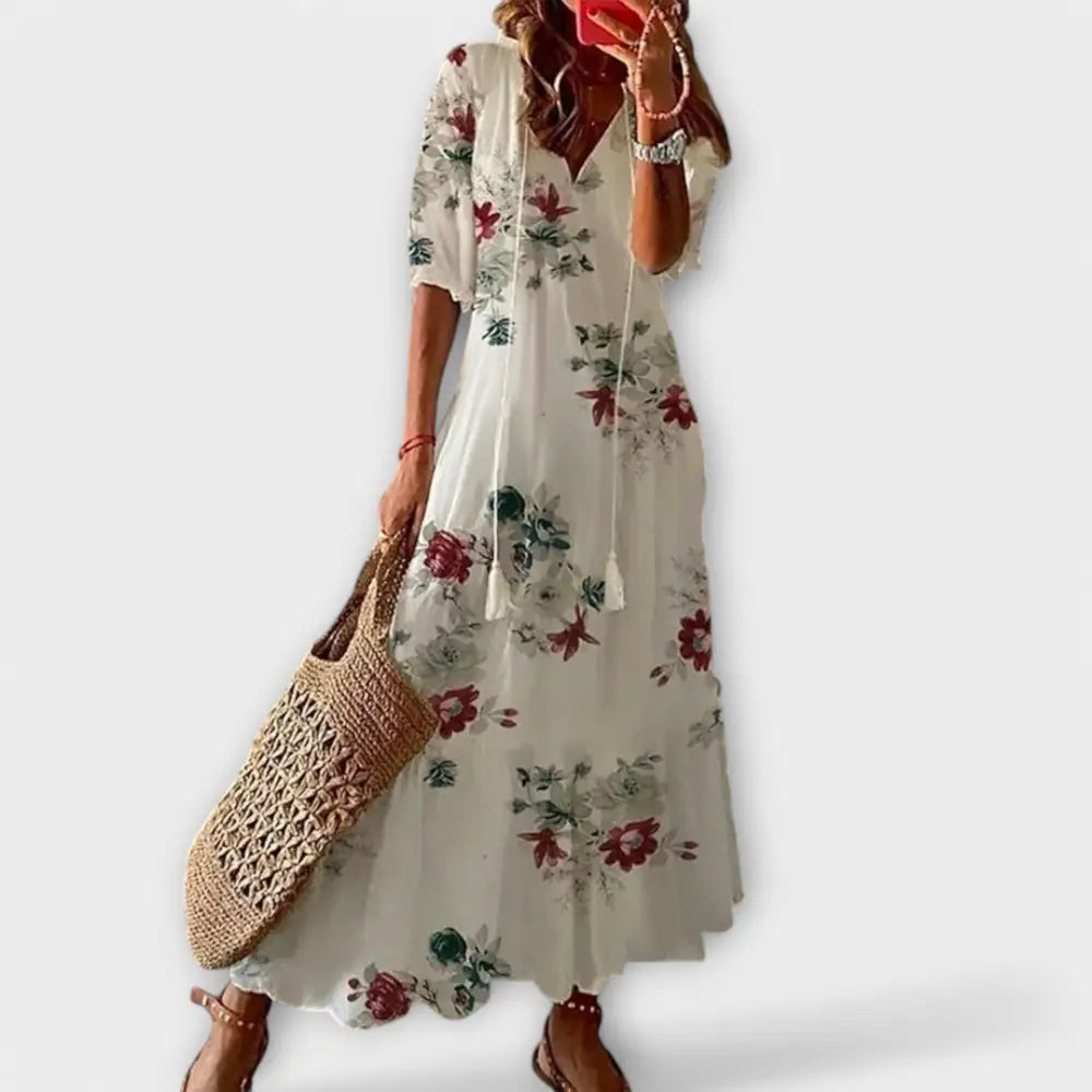 Lía – Vestido Bohemio Con Encanto Veraniego - Blanco / XS - Vestidos
