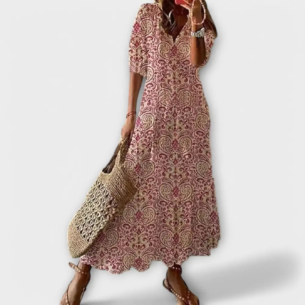 Lía – Vestido Bohemio Con Encanto Veraniego - Rosa / XS - Vestidos
