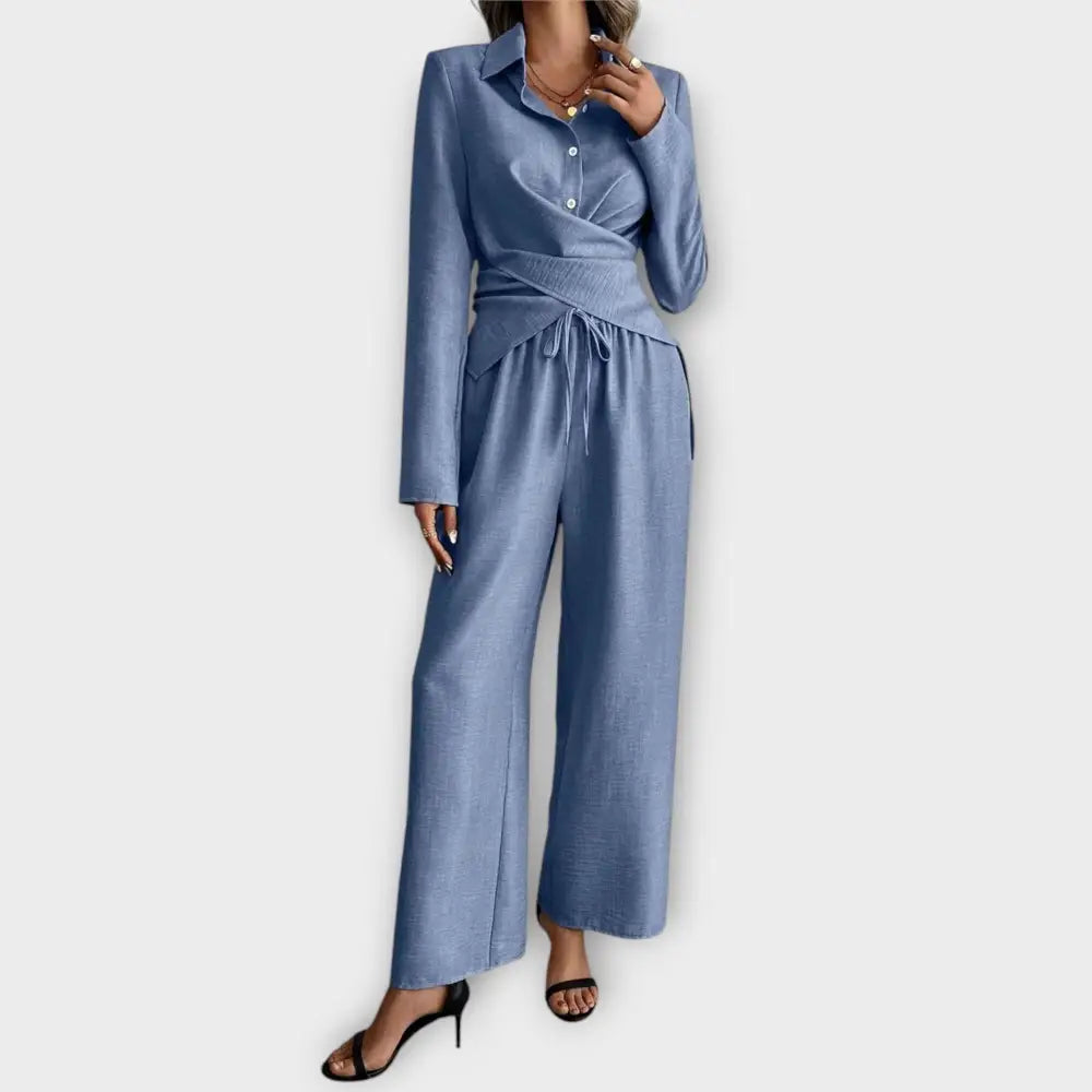 Livia – Conjunto Estilo Fresco y Chic - Azul / S - CONJUNTOS