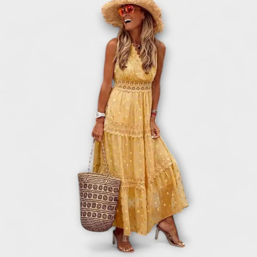 Lola – Vestido Elegancia Boho Chic - Gelb / S - Vestidos