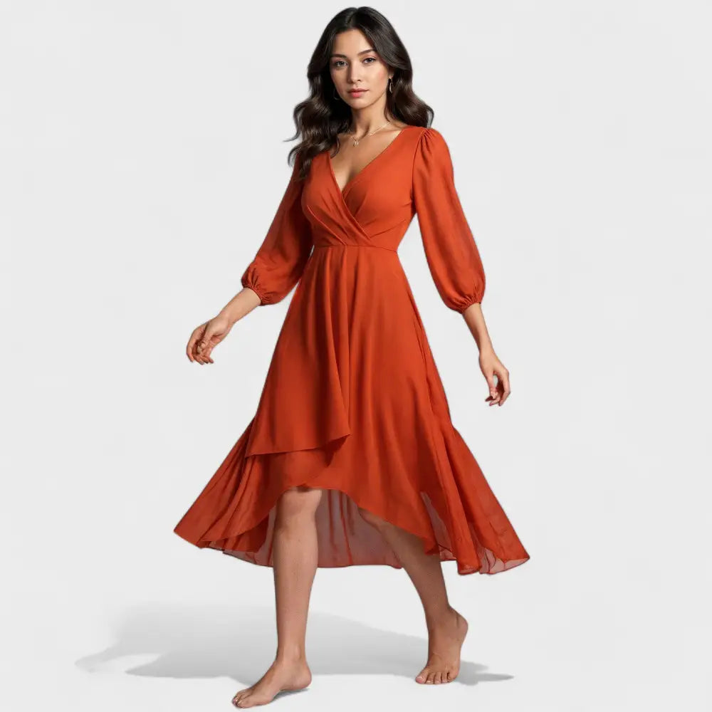 Lola – Vestido Estilo Irresistible - Naranja / S - Vestidos