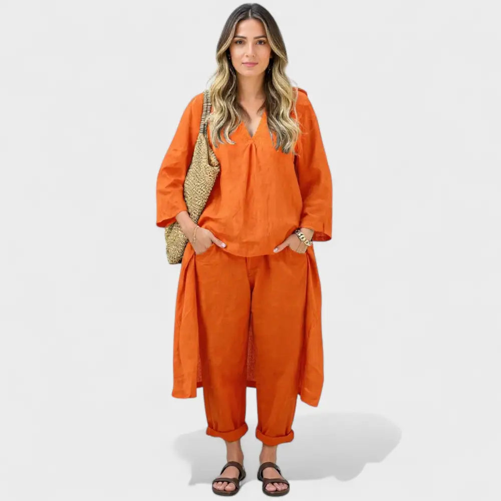 Luzia – Conjunto Fresco y Elegante para el Verano - Naranja / S - Vestidos