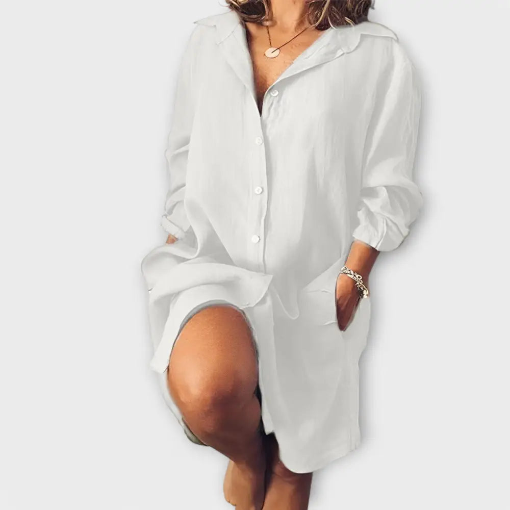 María – Blusa Clásica con Toque Chic - Blanco / S - María – Blusa Clásica con Toque Chic > Blouses > >