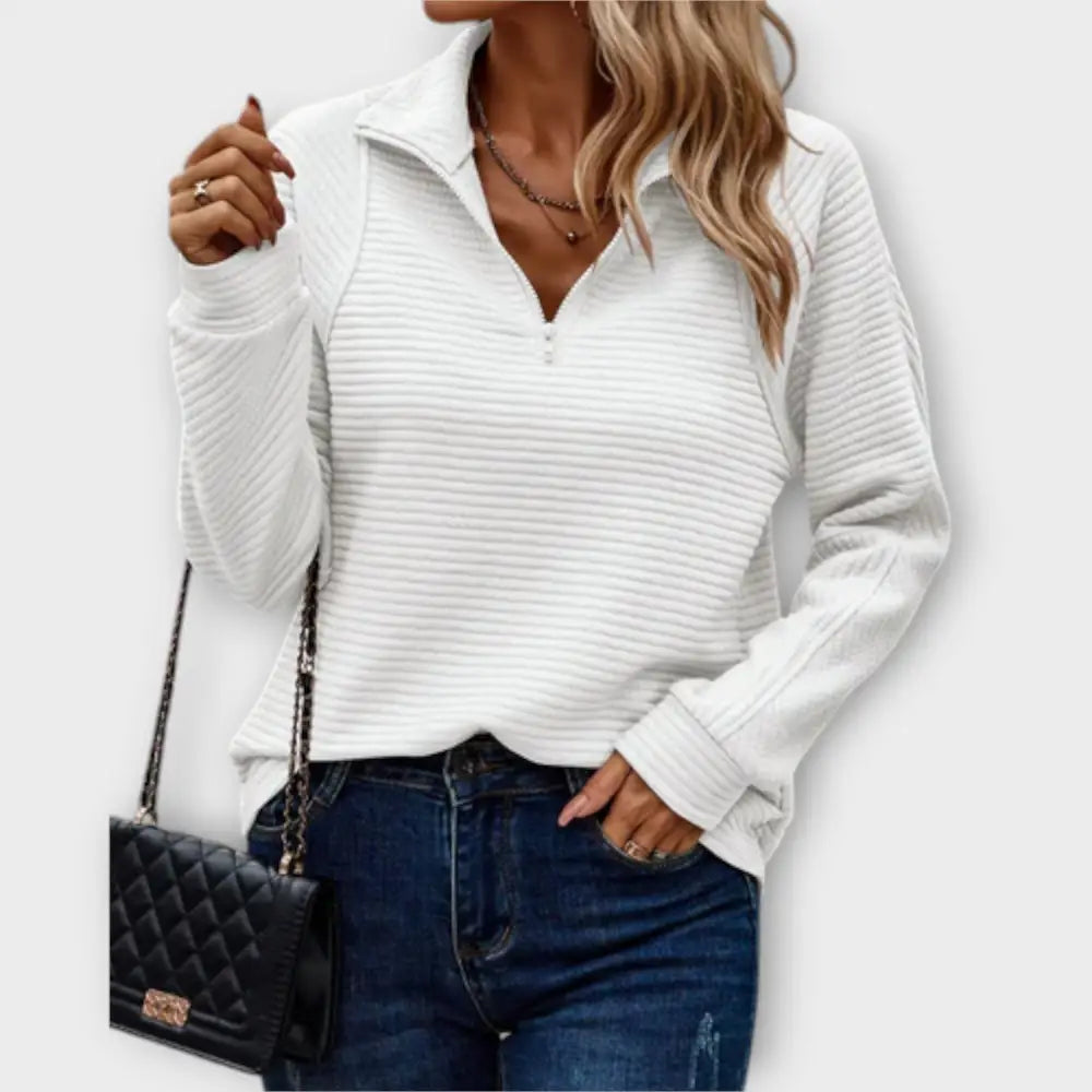 María – Pullover Chic y Versátil - Blanco / S - Suéteres & Cardigans
