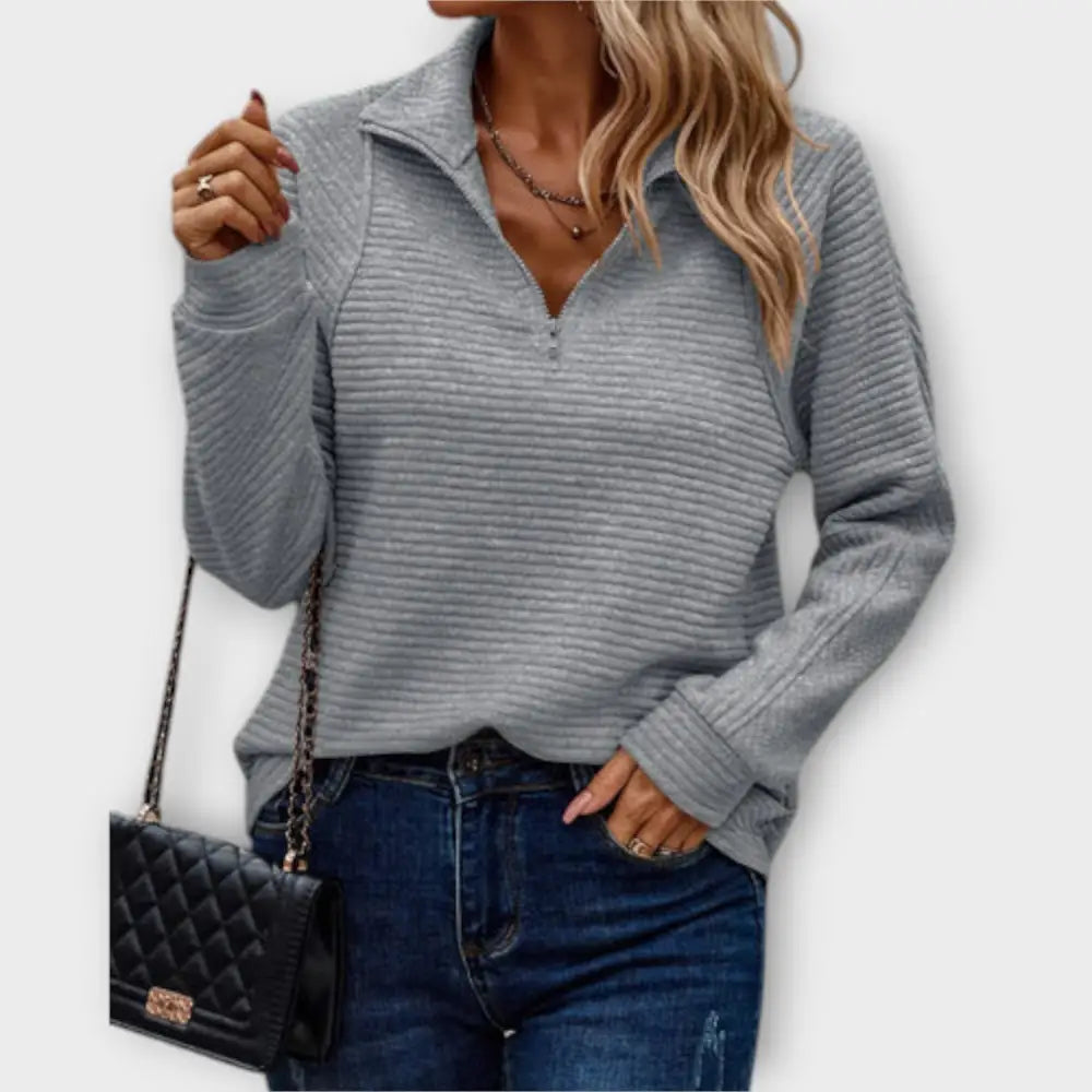 María – Pullover Chic y Versátil - Grau / S - Suéteres & Cardigans
