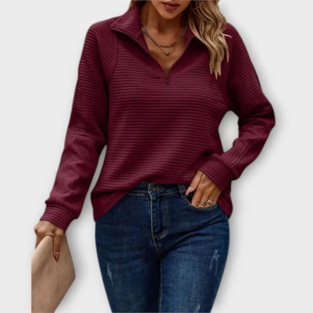 María – Pullover Chic y Versátil - Rojo / S - Suéteres & Cardigans
