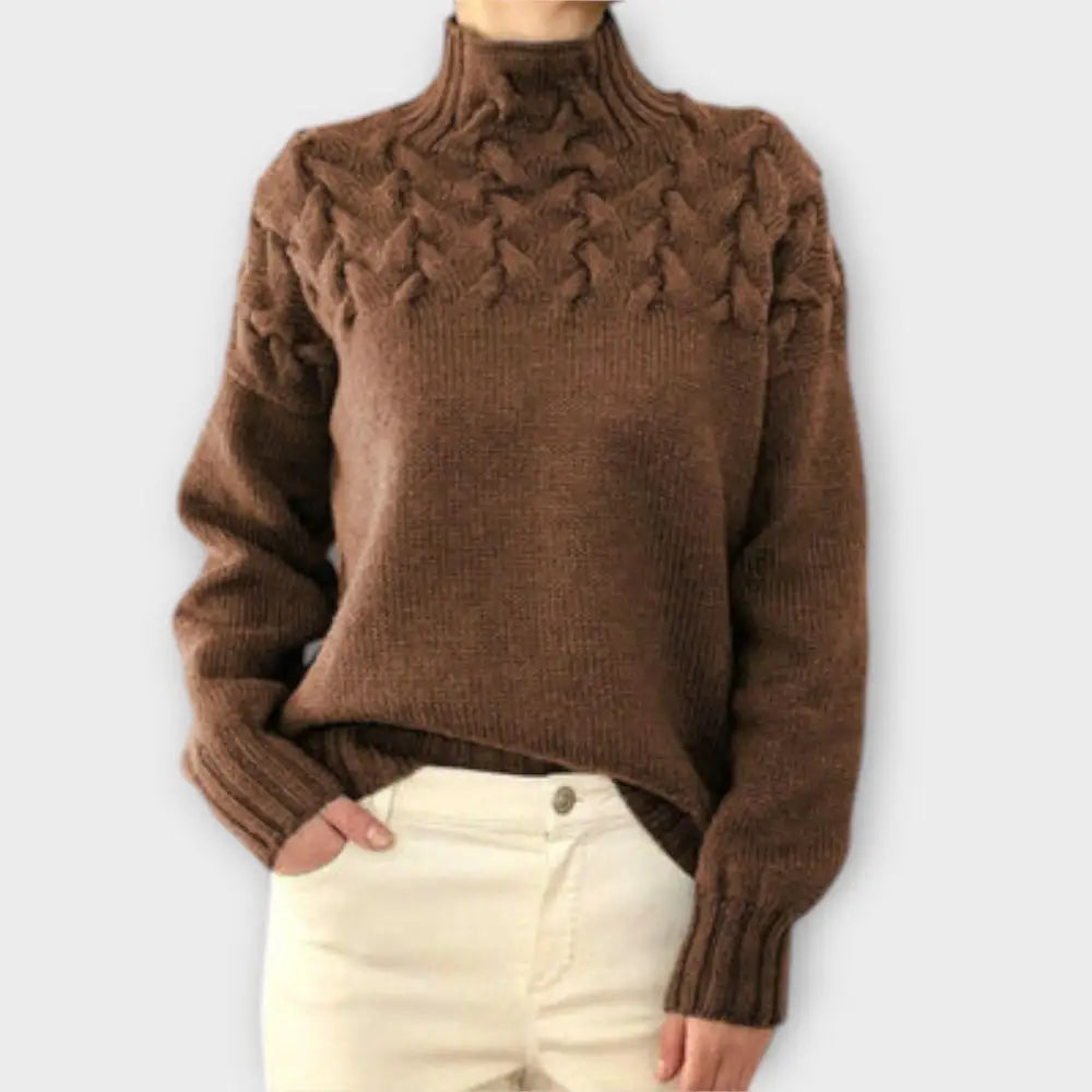 María – Suéter Textura Única y Estilo Chic - Braun / S - Suéteres & Cardigans