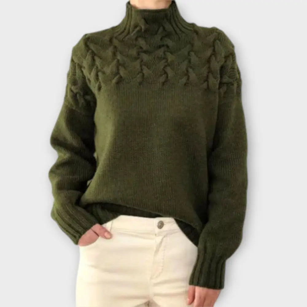 María – Suéter Textura Única y Estilo Chic - Dunkelgrün / S - Suéteres & Cardigans