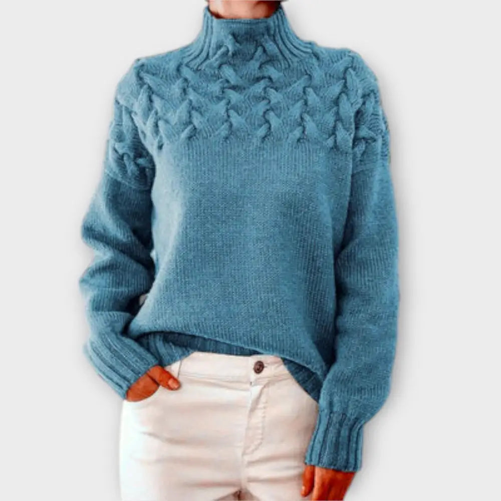 María – Suéter Textura Única y Estilo Chic - Hellblau / S - Suéteres & Cardigans