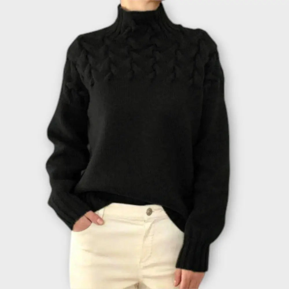 María – Suéter Textura Única y Estilo Chic - Negro / S - Suéteres & Cardigans