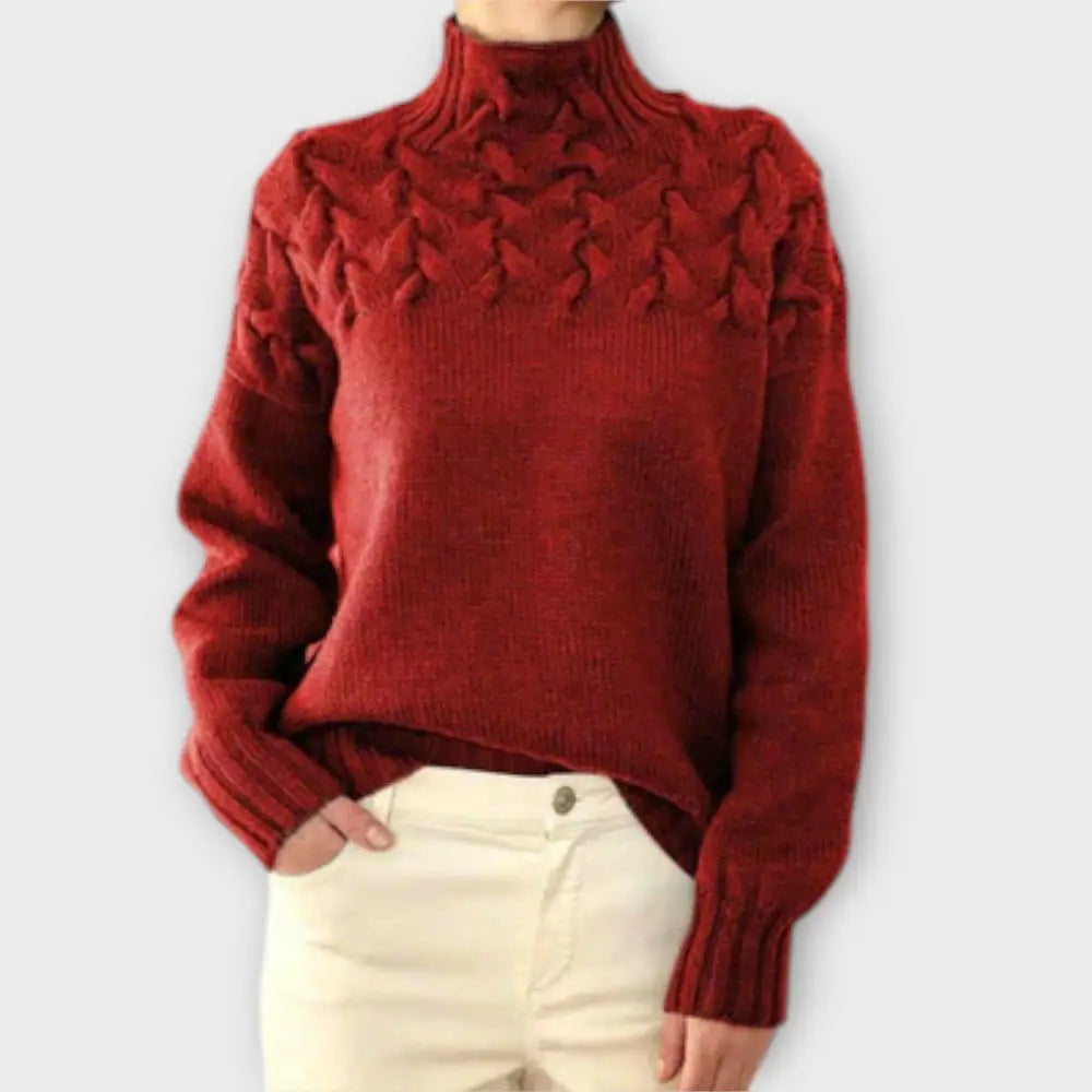 María – Suéter Textura Única y Estilo Chic - Rojo / S - Suéteres & Cardigans