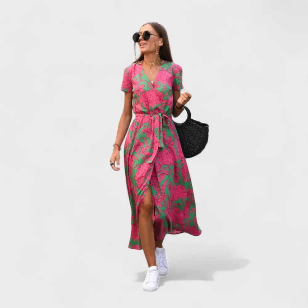 María – Vestido Encanto Floral Atemporal - Rosa / S - Vestidos