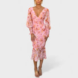 María – Vestido Encanto Floral Atemporal - Rosa / S - Vestidos