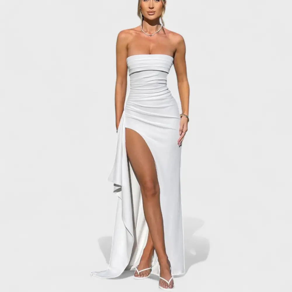 María – Vestido Glamour de Noche - Blanco / S - Vestidos